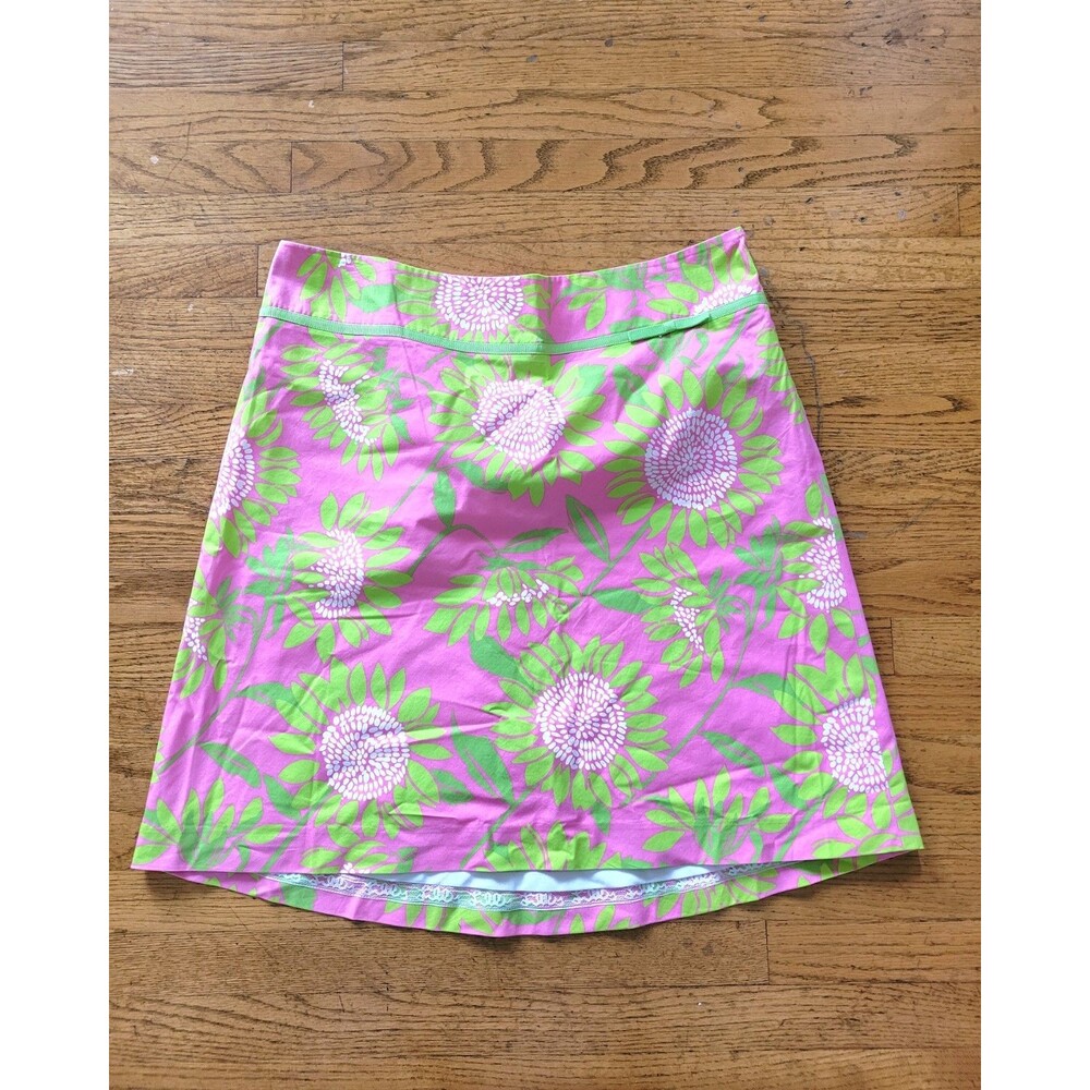Vintage Lily Pulitzer Floral Print Lined Midi Skirt Size Medium